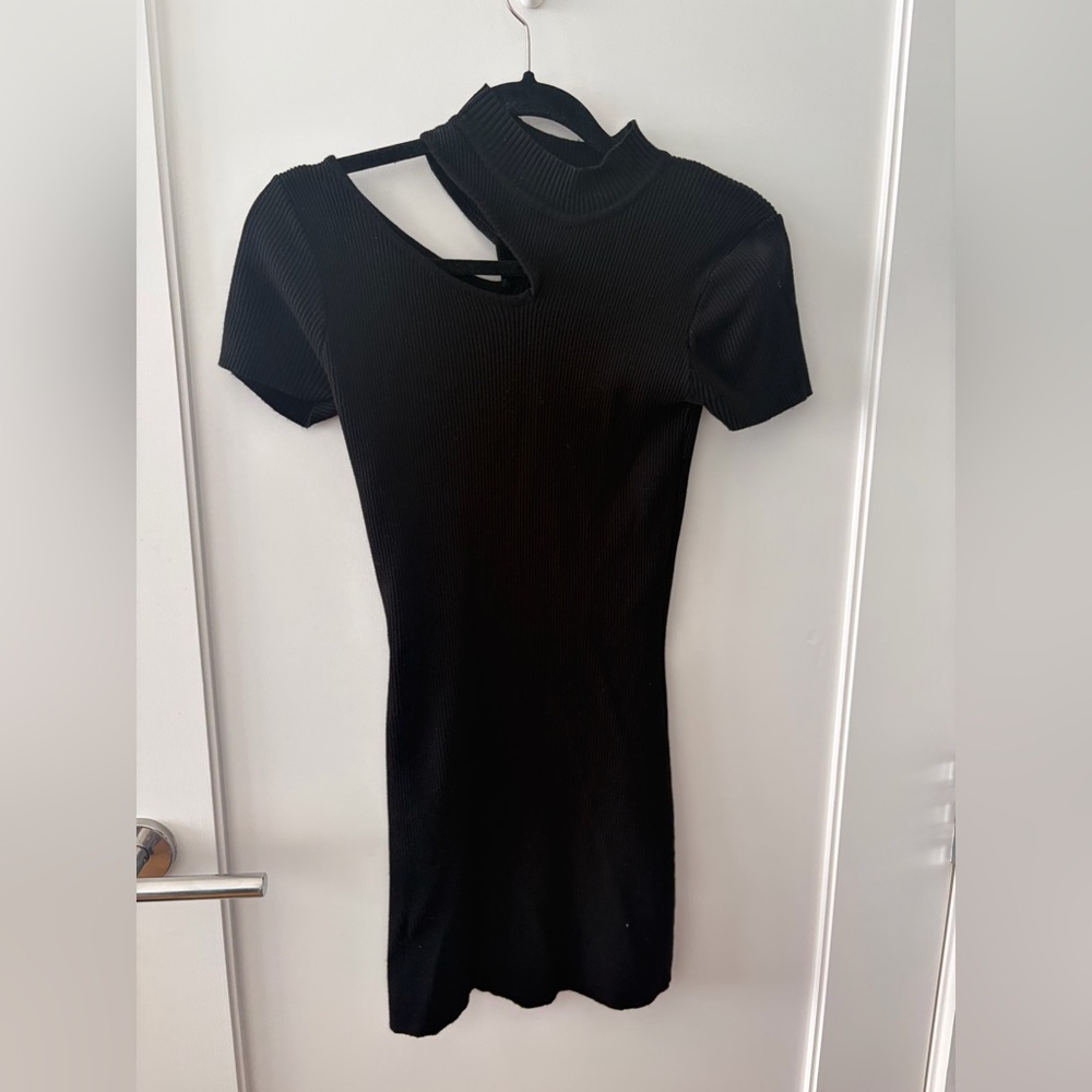 Aqua Black One Shoulder Dress
